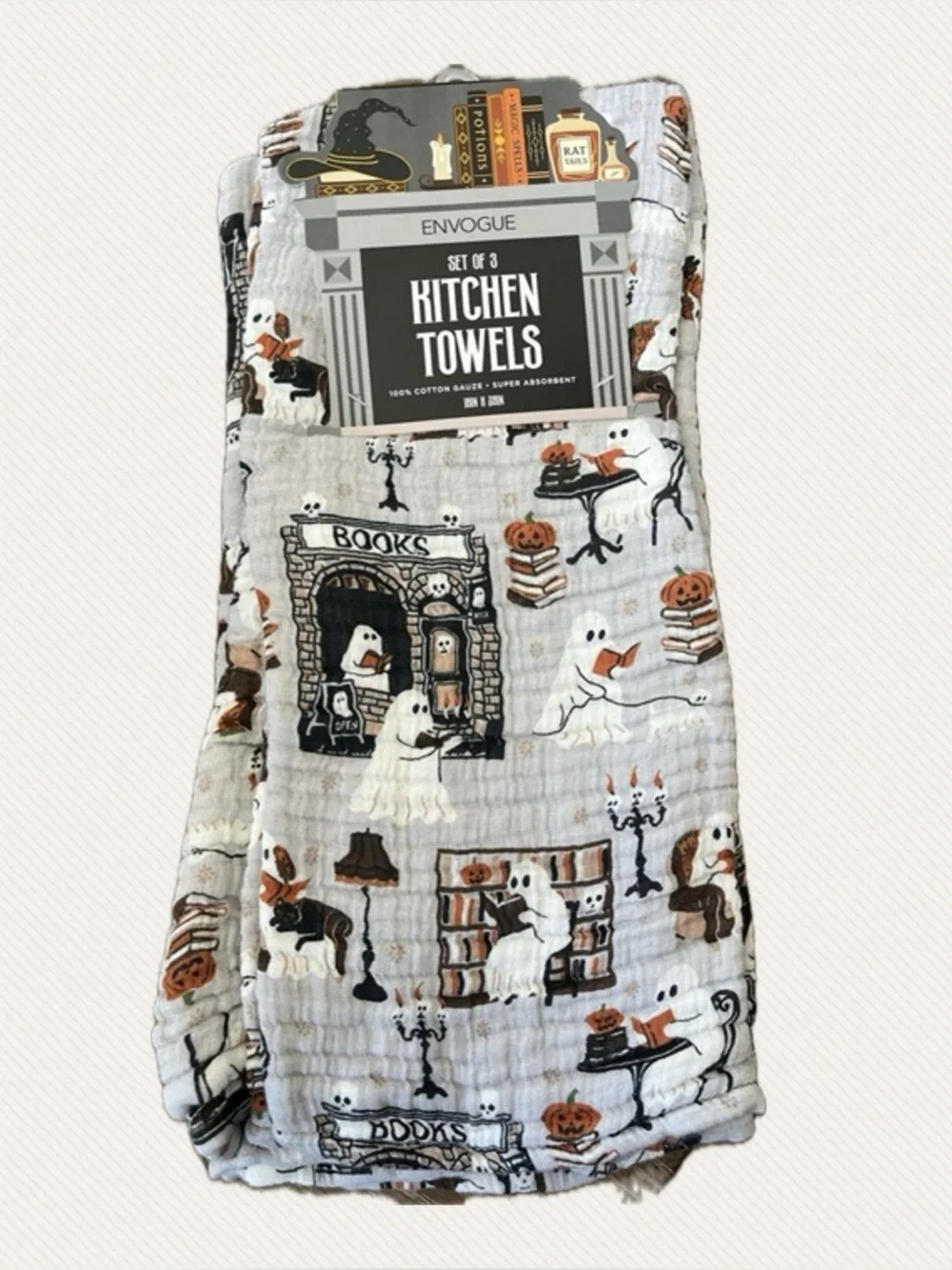 Brand new Envougue Ghost Reading Kitchen Towels and CWC Ghosts Reading Bag Clip